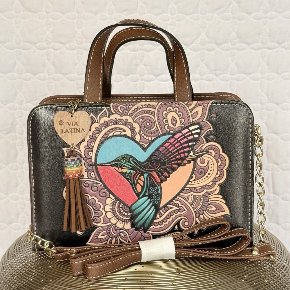Via Latina Artisanal NWOT Leather Purse‎ Gold Hardware Structured Shoulder Bag